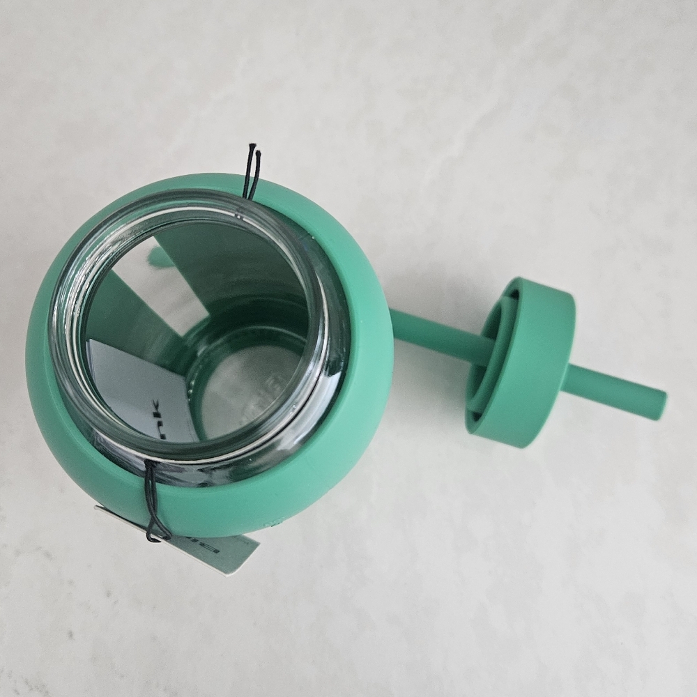 Bink Teal Glass Water Bottle with Straw - Picture 4 of 6
